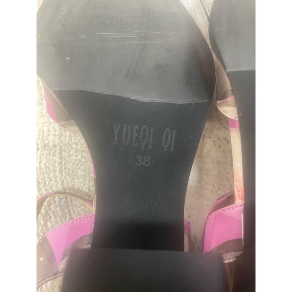 Yueqi Qi Double Happiness Sandals Sz 7 US 38 EU Chinese Designer Romantic Spring - Picture 8 of 11